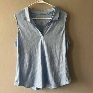 Tommy Bahama Palm Coast pineapple IslandZone Sleeveless Top Light Sky Size XL